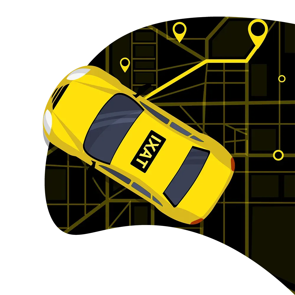 illustration d'un taxi sur un plan